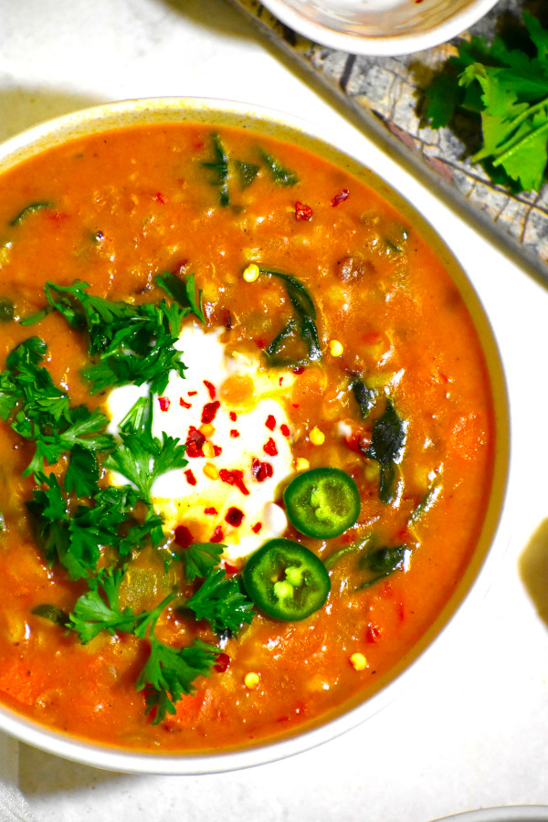 40个最好的汤食谱-摩洛哥扁豆。