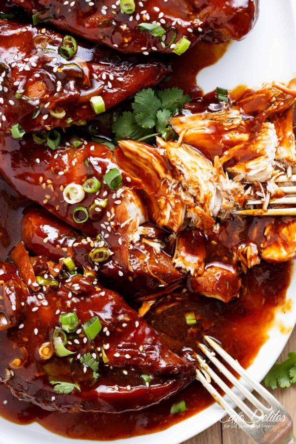 35个最好的炖锅食谱-亚洲釉面鸡。
