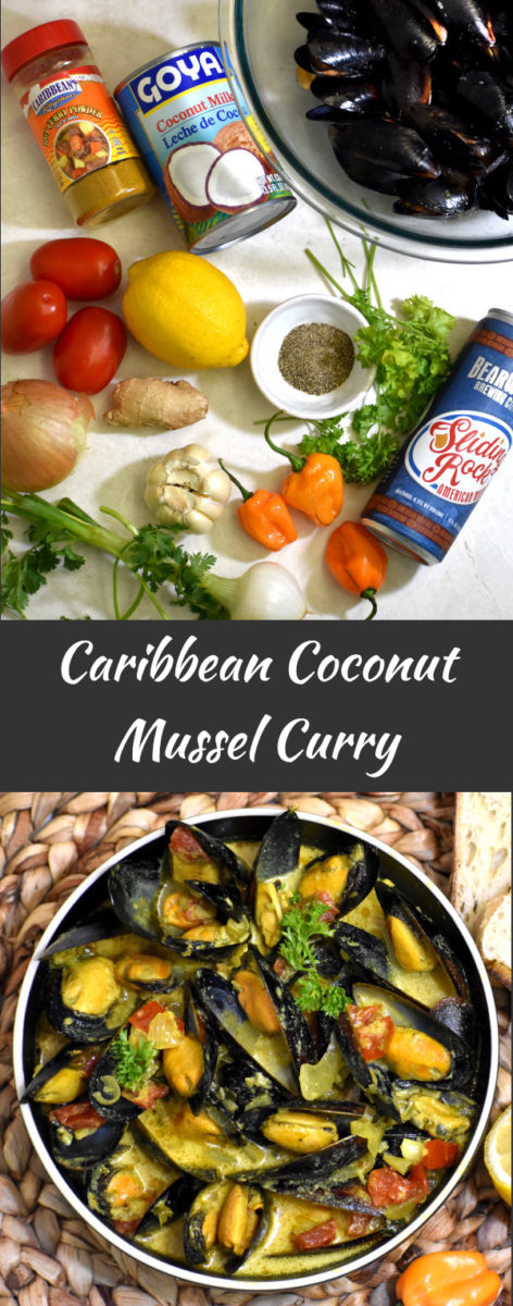 加勒比椰子贻贝咖喱的原料和成品如下