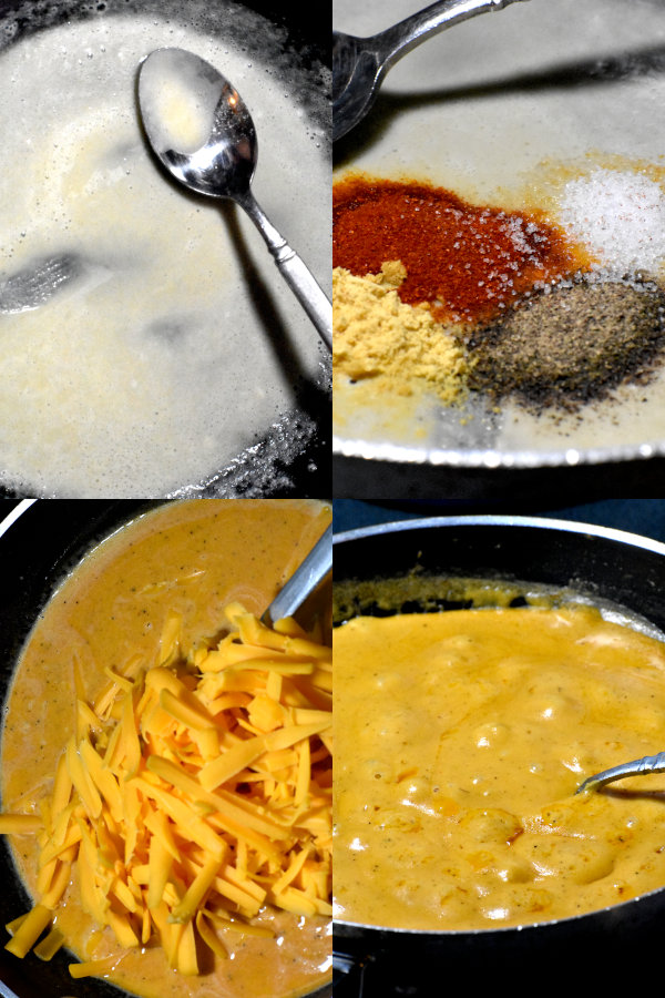 四个图片的拼贴展示如何制作奶酪酱